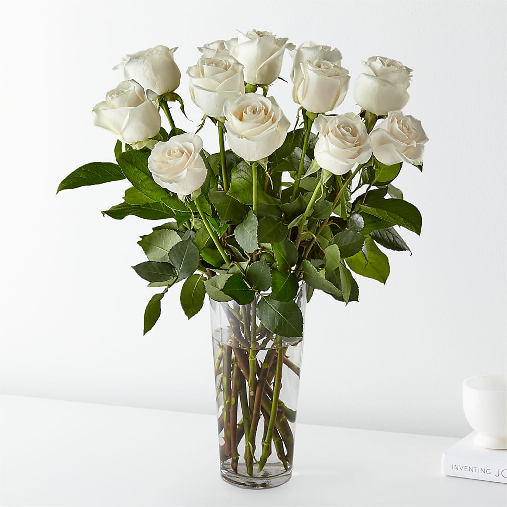 Long Stem White Rose Bouquet – LULU & J FLOWERS, Orange CA