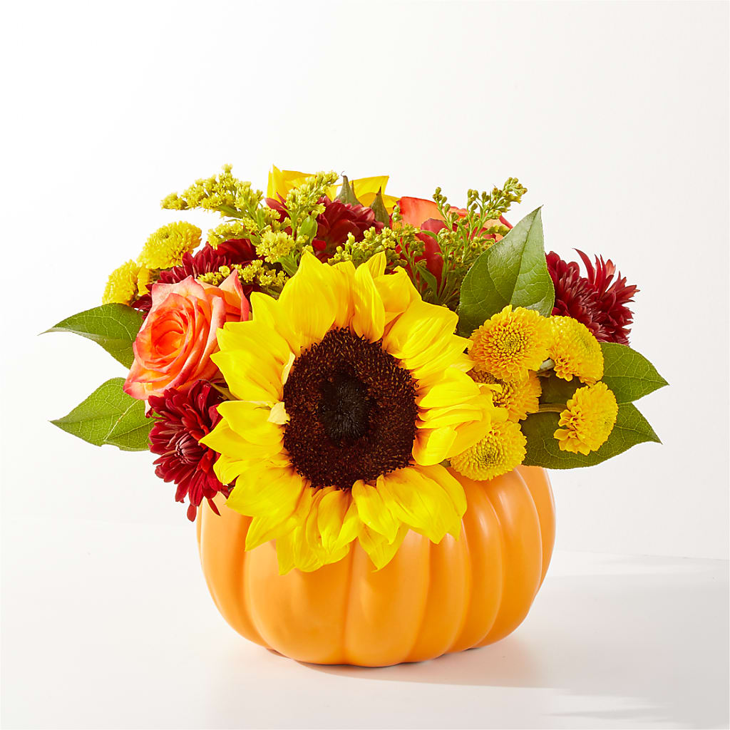 Golden Gourd Pumpkin Bouquet – LULU & J FLOWERS, Orange CA