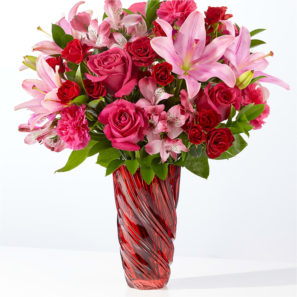 In Love Bouquet with Luxe Swirl Vase – LULU & J FLOWERS, Orange CA