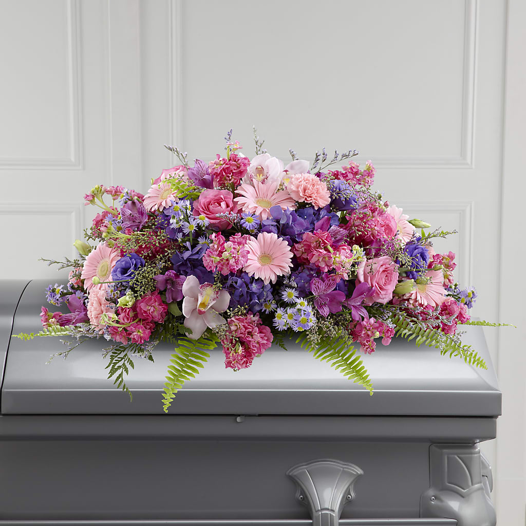 Glorious Garden Casket Spray – LULU & J FLOWERS, Orange CA