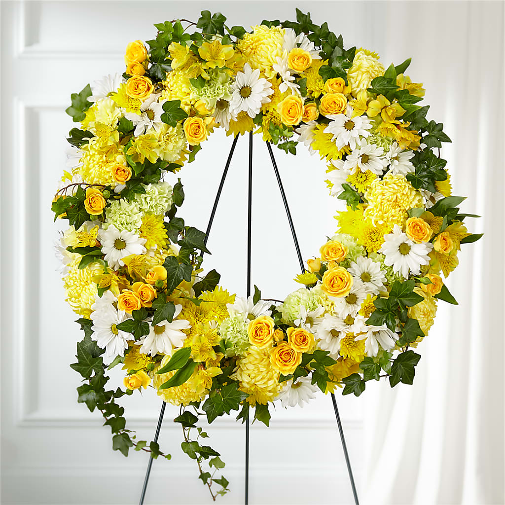Golden Remembrance Wreath – LULU & J FLOWERS, Orange CA