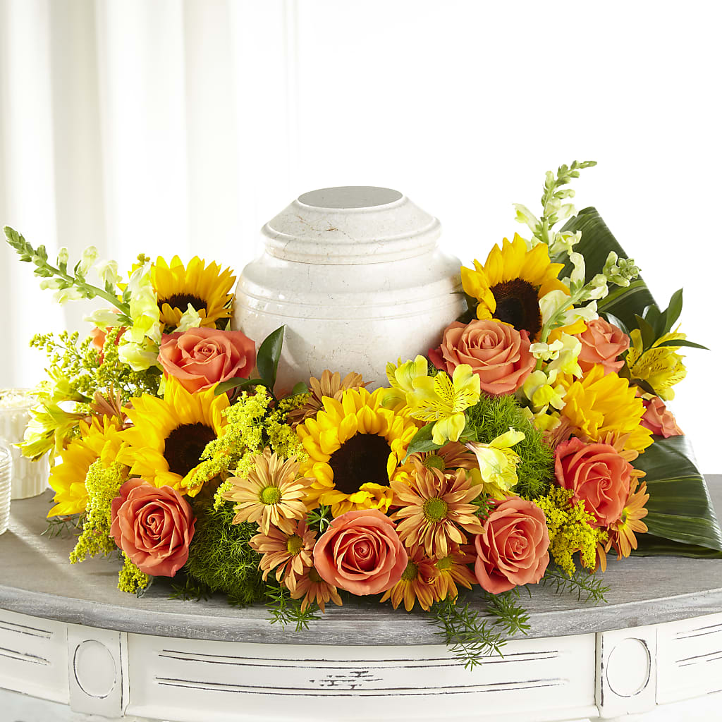 Faithful Sunflower Cremation Adornment – LULU & J FLOWERS, Orange CA