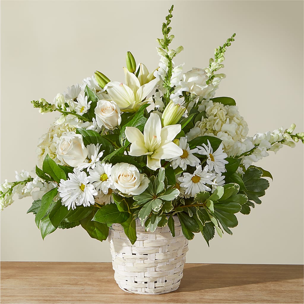 Ivory Elegance Floral Basket – LULU & J FLOWERS, Orange CA
