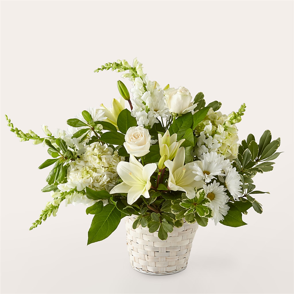 Ivory Elegance Floral Basket – LULU & J FLOWERS, Orange CA