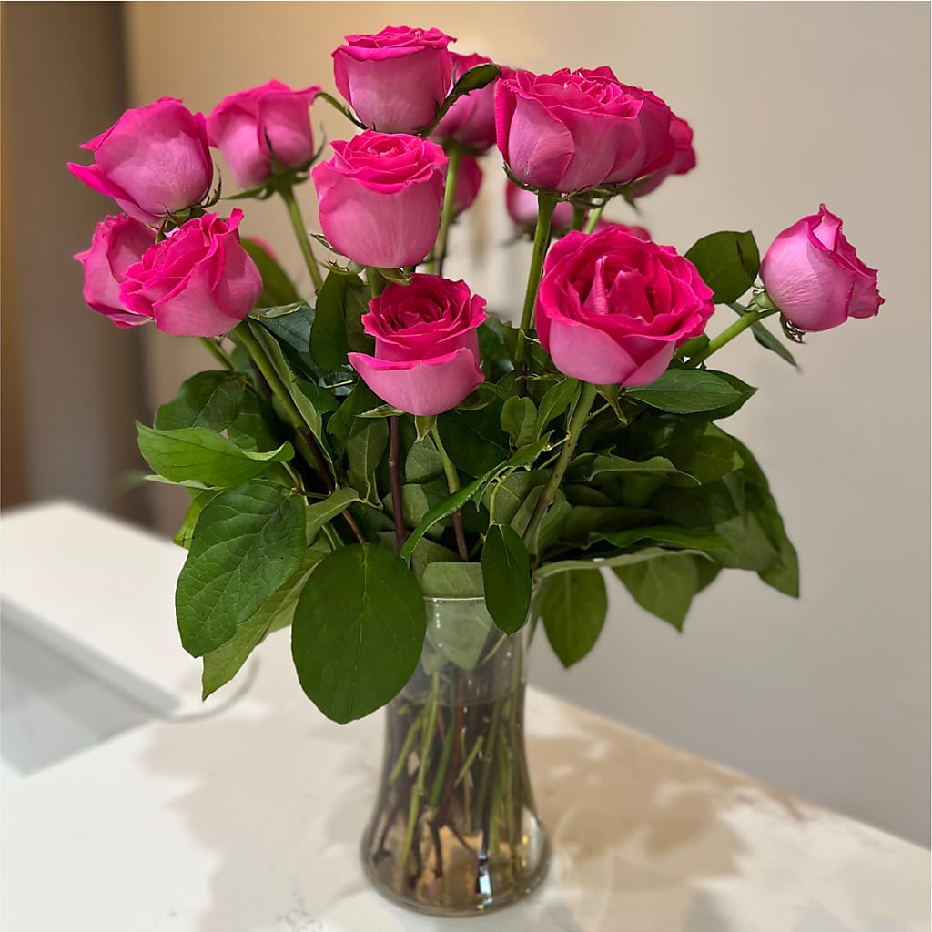 Long Stem Pink Rose Bouquet – LULU & J FLOWERS, Orange CA