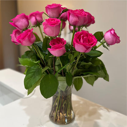 Long Stem Pink Rose Bouquet – LULU & J FLOWERS, Orange CA