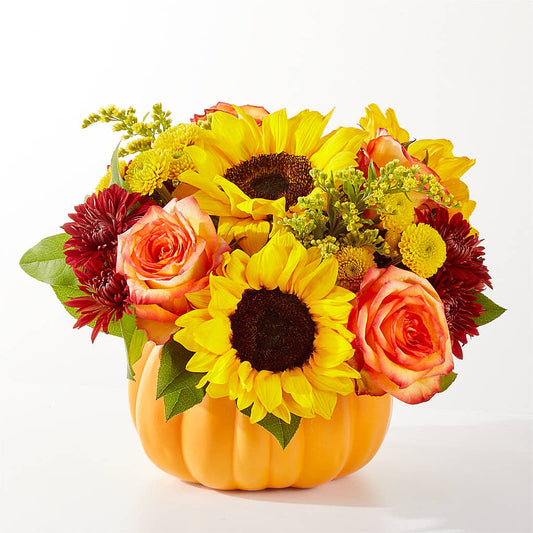 Golden Gourd Pumpkin Bouquet – LULU & J FLOWERS, Orange CA