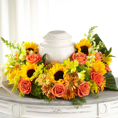Faithful Sunflower Cremation Adornment – LULU & J FLOWERS, Orange CA