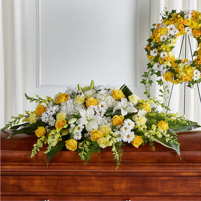 Golden Harmony Casket Spray – LULU & J FLOWERS, Orange CA