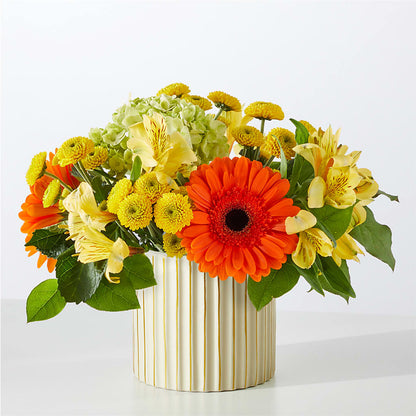 Autumn Sunshine Bouquet with Ivory Vase – LULU & J FLOWERS, Orange CA