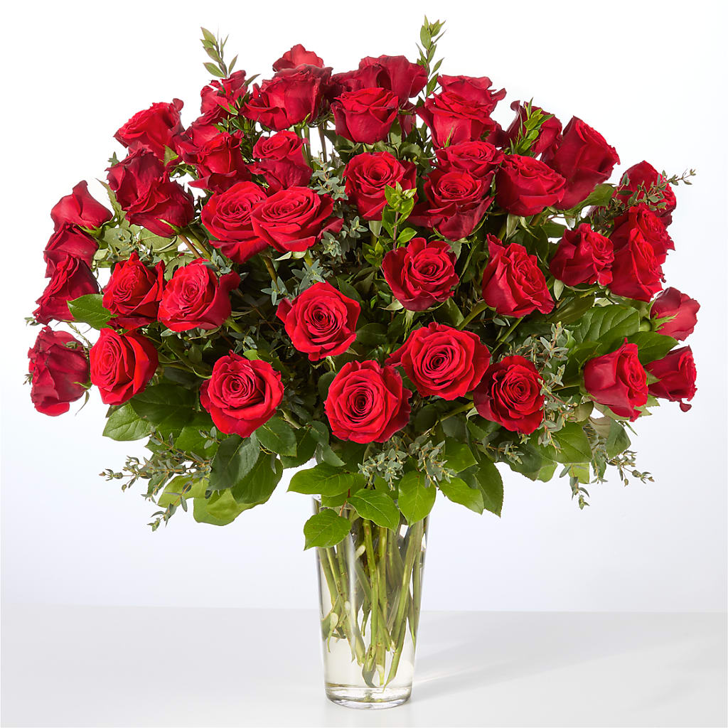 Forever Yours Fifty Stem Red Rose Bouquet – LULU & J FLOWERS, Orange CA