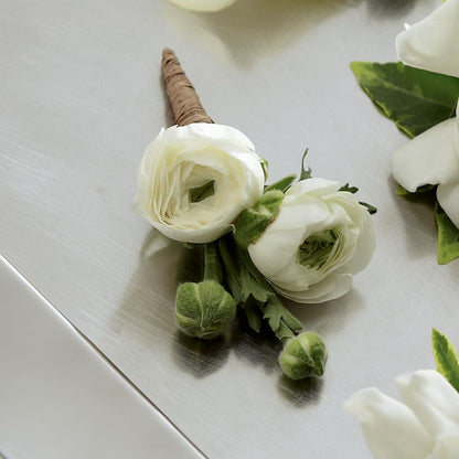 White Ranunculus Boutonniere – LULU & J FLOWERS, Orange CA